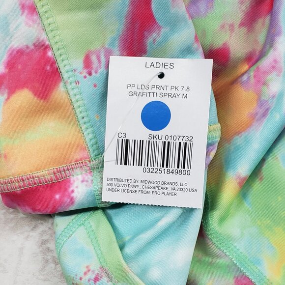 Capri Graffiti Moisture Wicking Pro Player Leggings Yoga Pants Ladies Size M - Picture 4 of 5